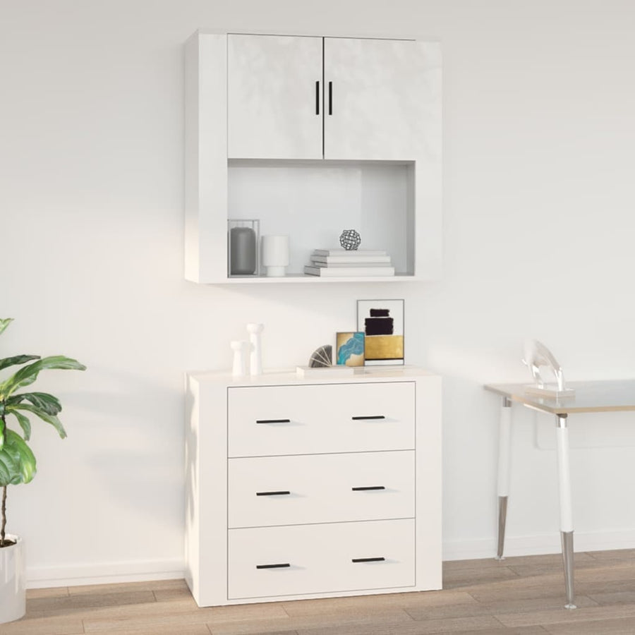 Wandkast 80X33X80 Cm Bewerkt Hout Wit