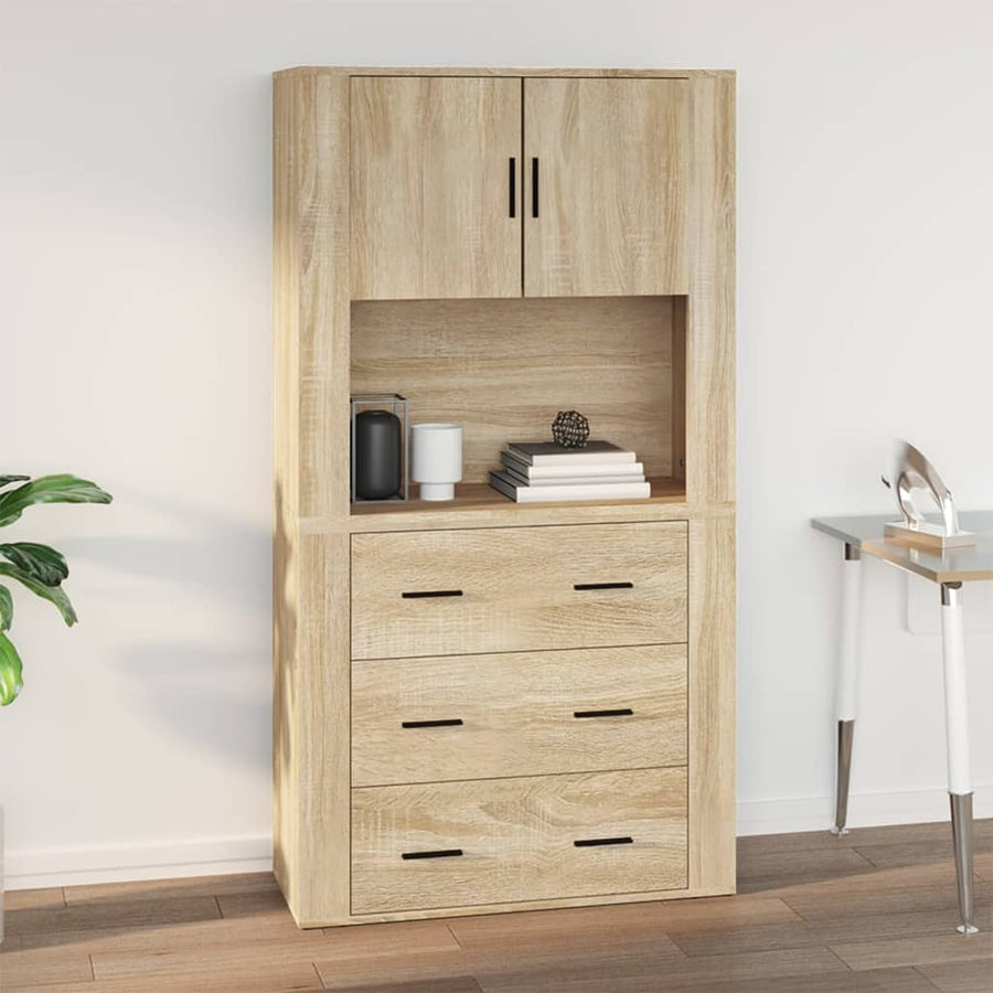 Wandkast 80X33X80 Cm Bewerkt Hout Kleurig Sonoma eiken