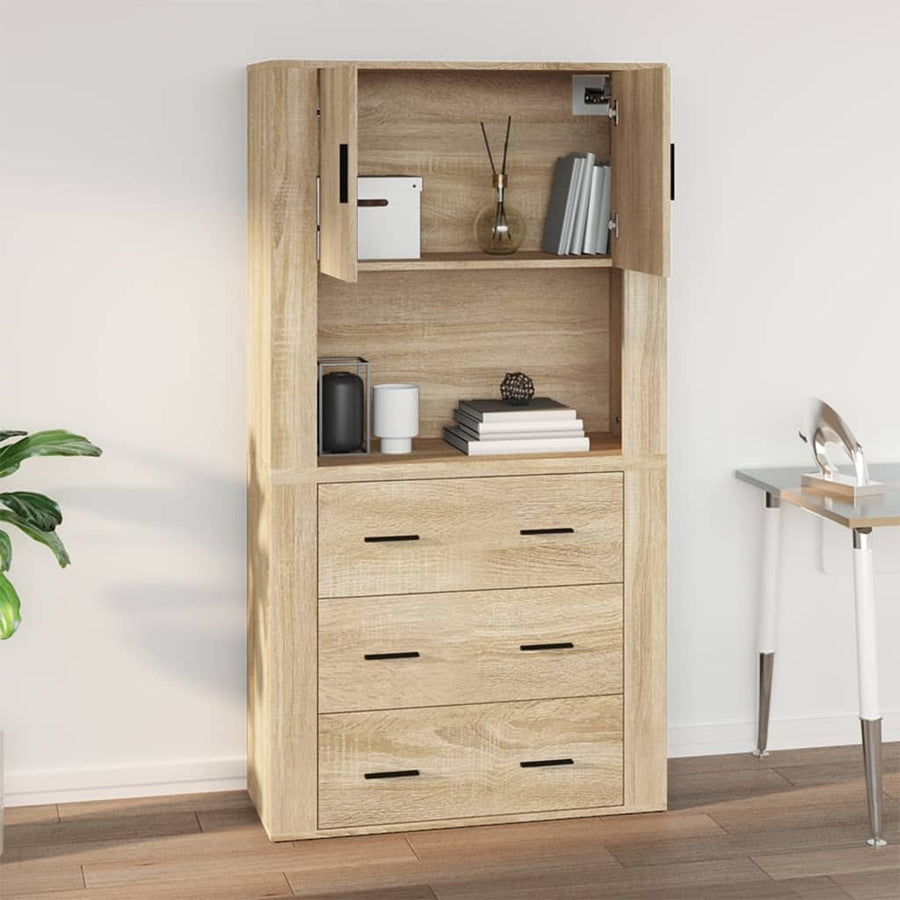 Wandkast 80X33X80 Cm Bewerkt Hout Kleurig Sonoma eiken