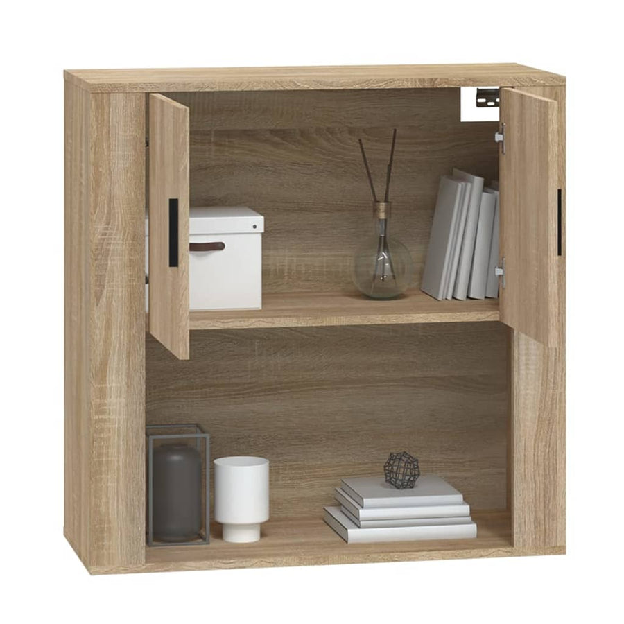 Wandkast 80X33X80 Cm Bewerkt Hout Kleurig Sonoma eiken