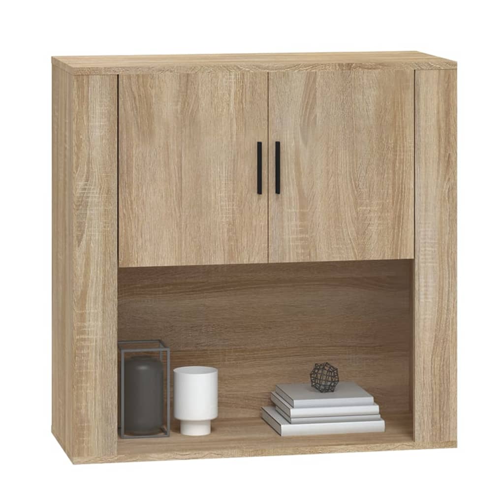 Wandkast 80X33X80 Cm Bewerkt Hout Kleurig Sonoma eiken