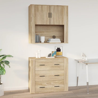 Wandkast 80X33X80 Cm Bewerkt Hout Kleurig Sonoma eiken
