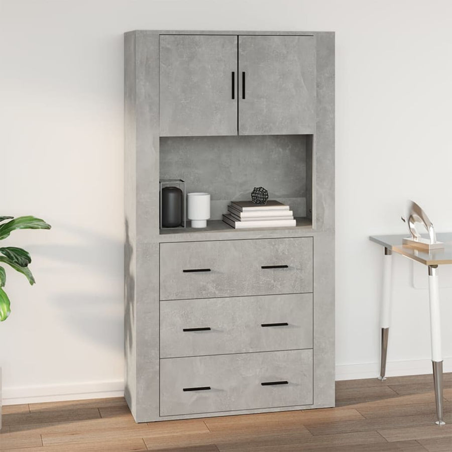 Wandkast 80X33X80 Cm Bewerkt Hout Betongrijs