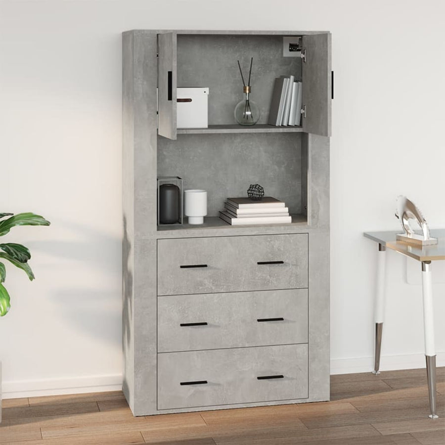 Wandkast 80X33X80 Cm Bewerkt Hout Betongrijs