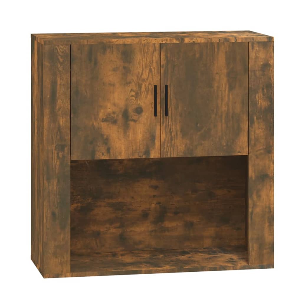 Wandkast 80X33X80 Cm Bewerkt Hout Gerookt Eikenkleurig