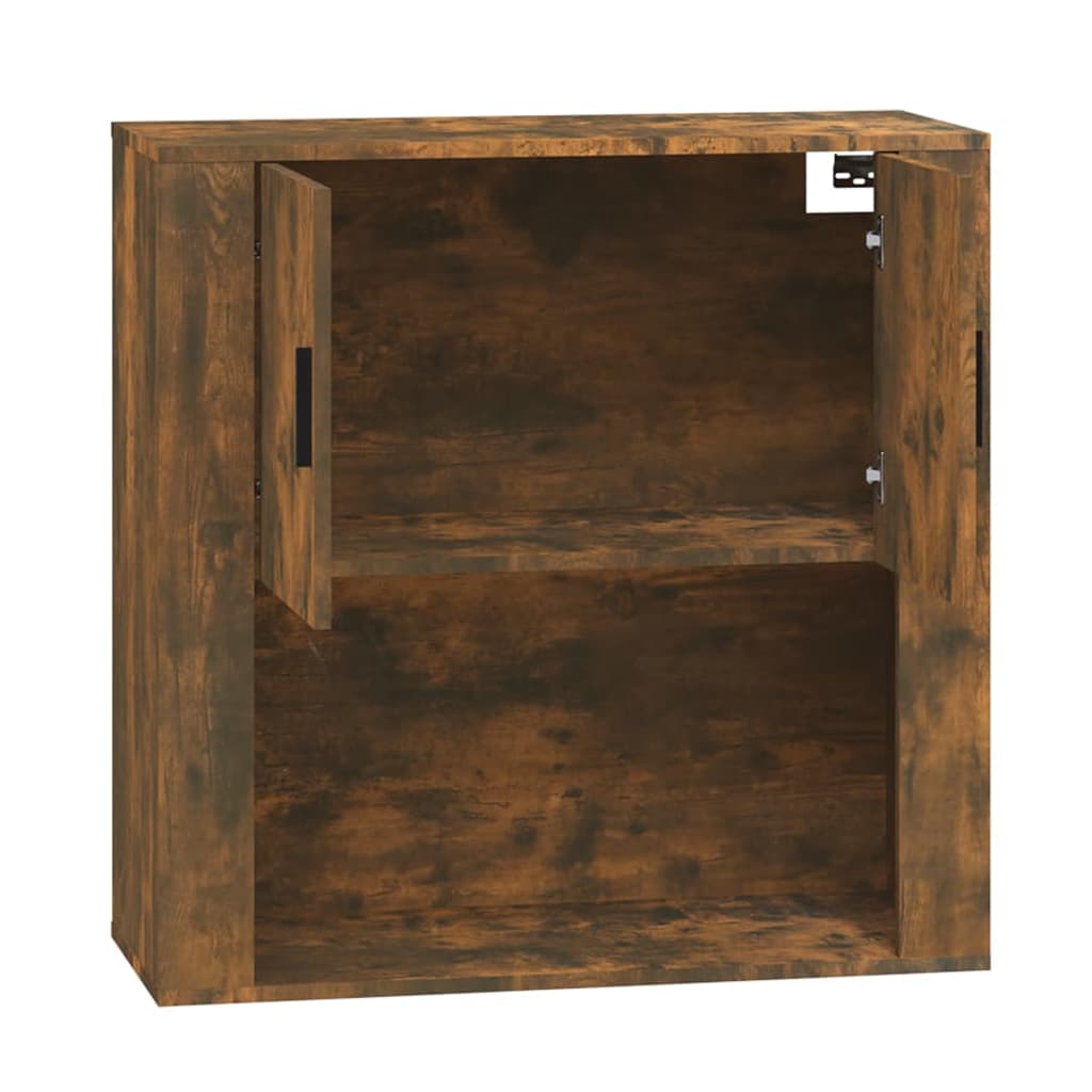 Wandkast 80X33X80 Cm Bewerkt Hout Gerookt Eikenkleurig