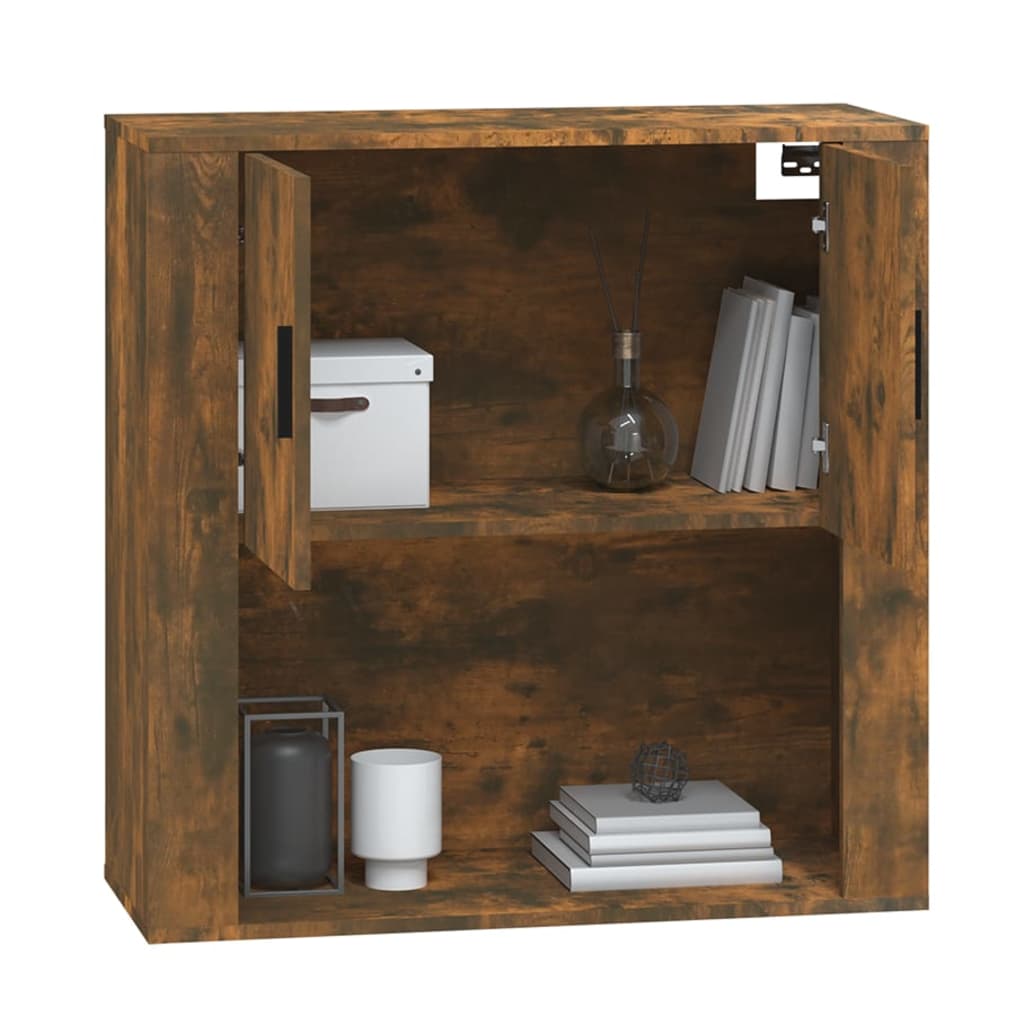 Wandkast 80X33X80 Cm Bewerkt Hout Gerookt Eikenkleurig
