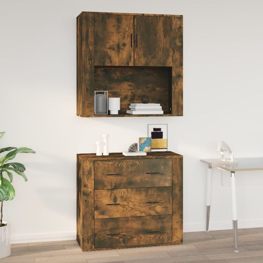 Wandkast 80X33X80 Cm Bewerkt Hout Wit
