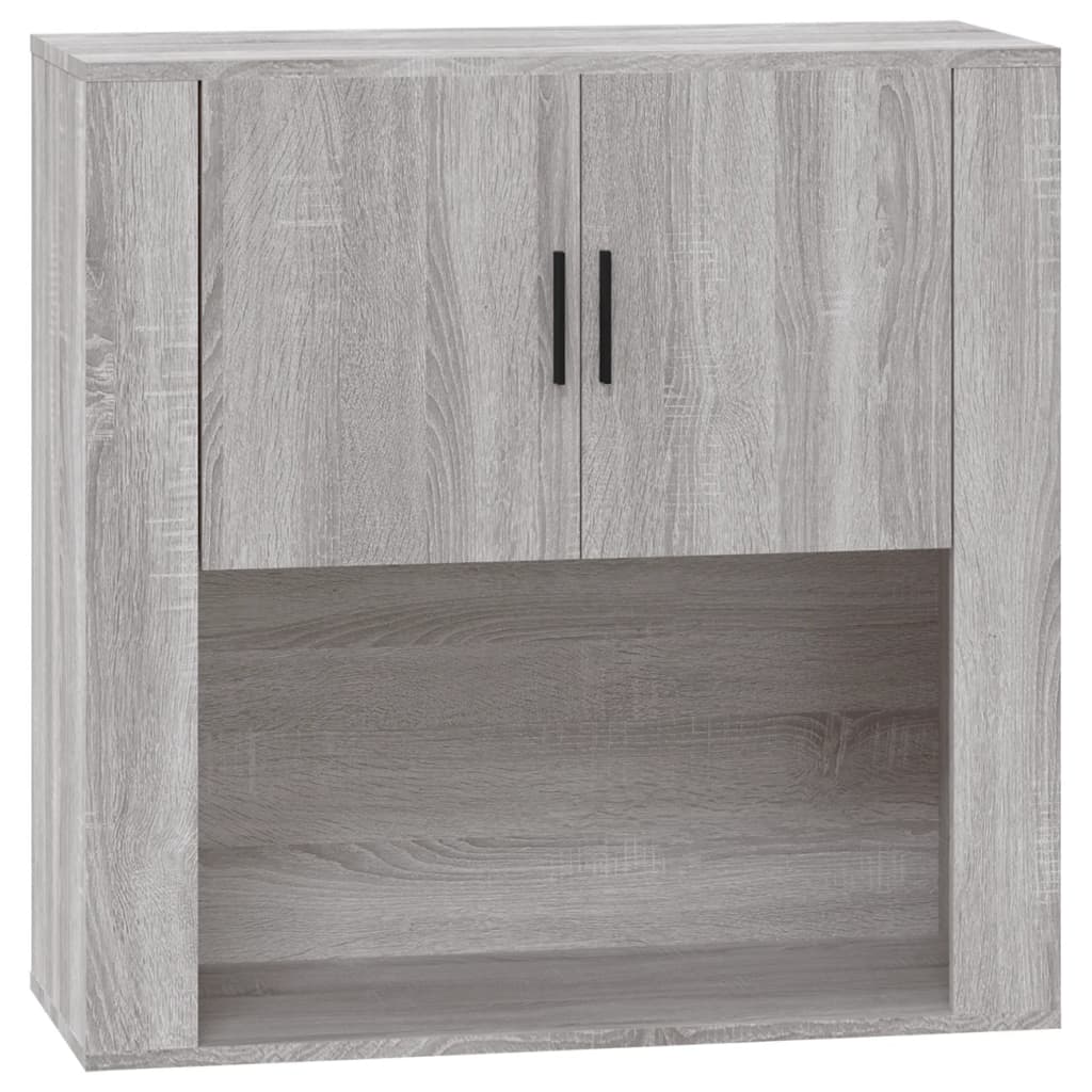 Wandkast 80X33X80 Cm Bewerkt Hout Eikenkleurig Grijs sonoma