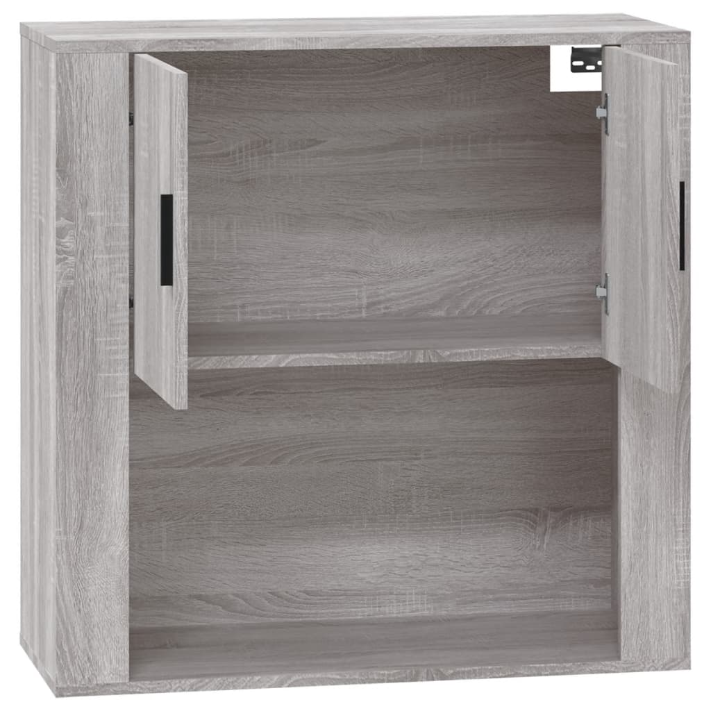 Wandkast 80X33X80 Cm Bewerkt Hout Eikenkleurig Grijs sonoma