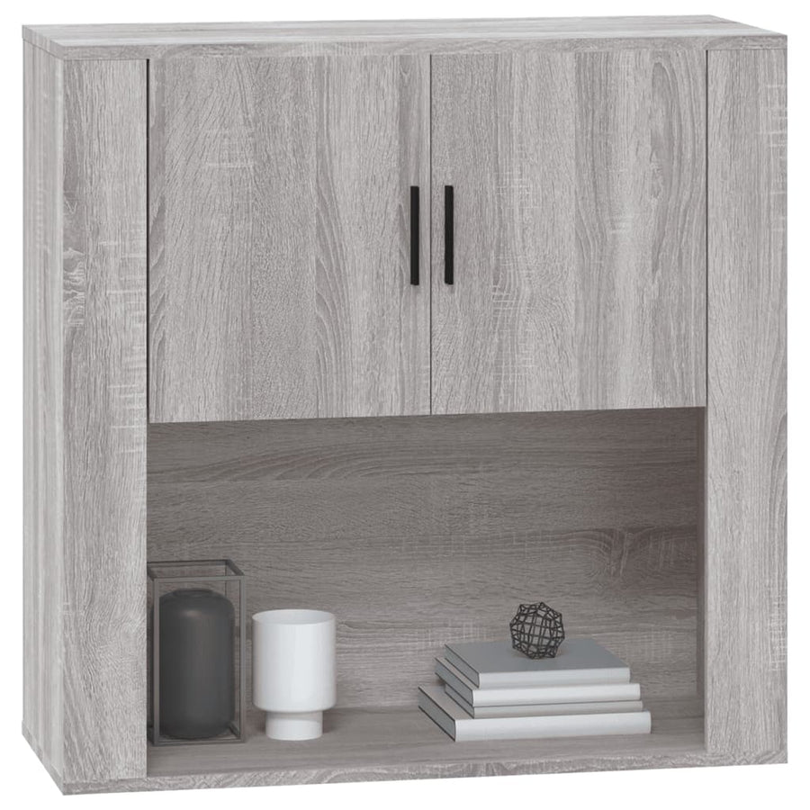 Wandkast 80X33X80 Cm Bewerkt Hout Eikenkleurig Grijs sonoma