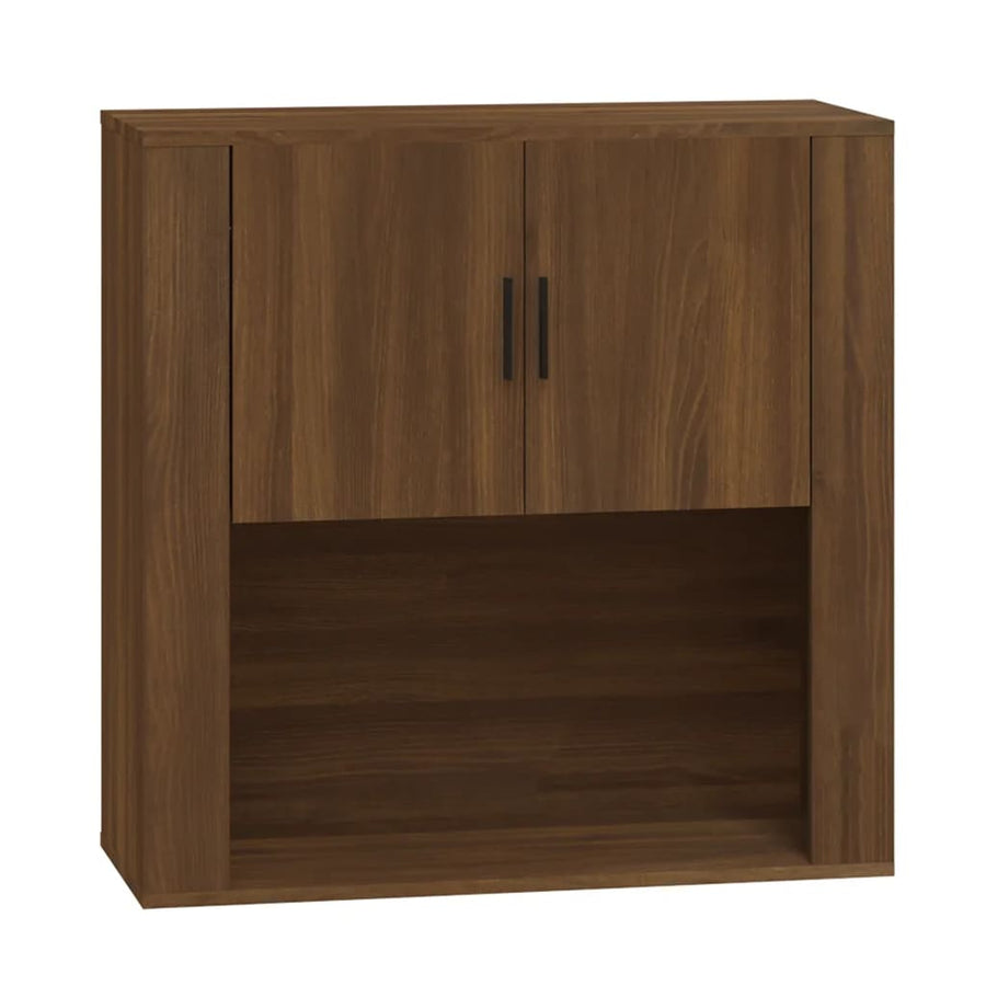 Wandkast 80X33X80 Cm Bewerkt Hout Bruin Eikenkleur