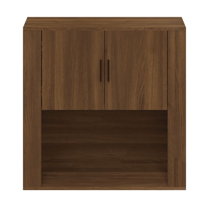 Wandkast 80X33X80 Cm Bewerkt Hout Bruin Eikenkleur