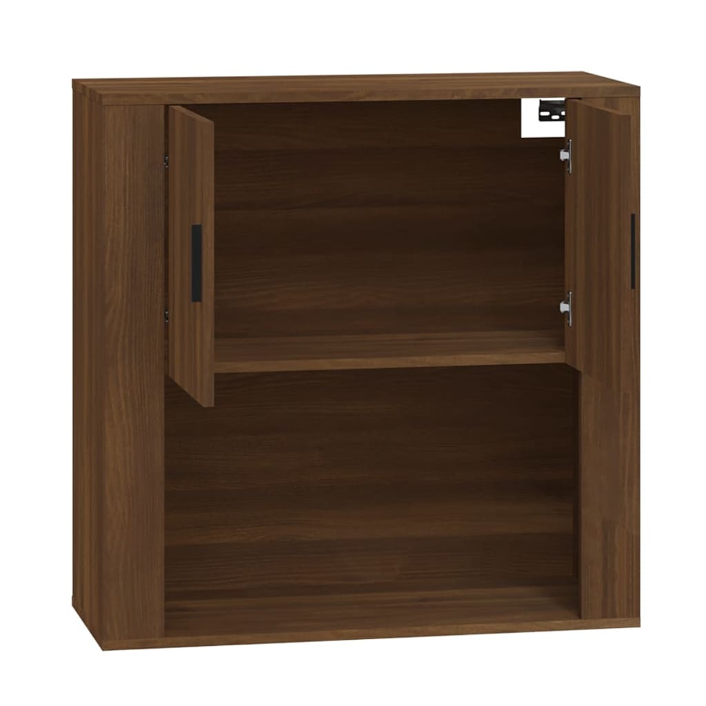 Wandkast 80X33X80 Cm Bewerkt Hout Bruin Eikenkleur