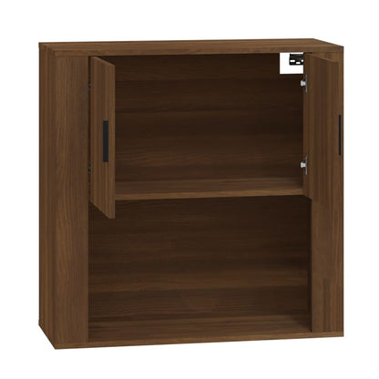 Wandkast 80X33X80 Cm Bewerkt Hout Bruin Eikenkleur