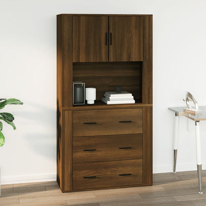 Wandkast 80X33X80 Cm Bewerkt Hout Bruin Eikenkleur