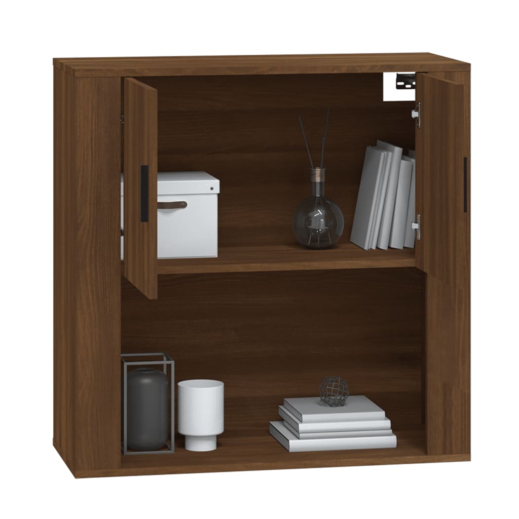Wandkast 80X33X80 Cm Bewerkt Hout Bruin Eikenkleur