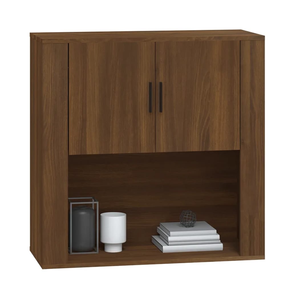 Wandkast 80X33X80 Cm Bewerkt Hout Bruin Eikenkleur