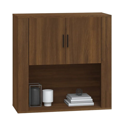 Wandkast 80X33X80 Cm Bewerkt Hout Bruin Eikenkleur