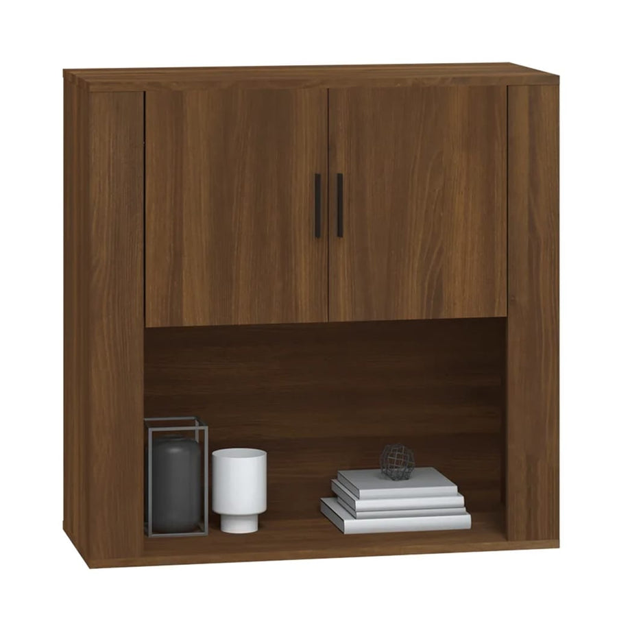 Wandkast 80X33X80 Cm Bewerkt Hout Bruin Eikenkleur