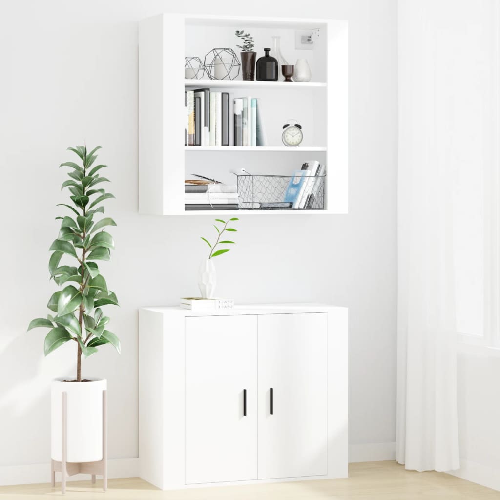 Wandkast 80X33X80 Cm Bewerkt Hout Wit
