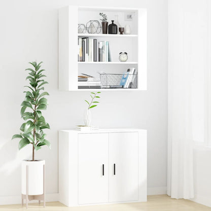 Wandkast 80X33X80 Cm Bewerkt Hout Wit