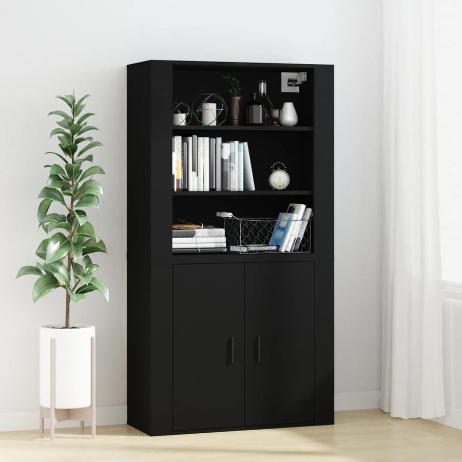 Wandkast 80X33X80 Cm Bewerkt Hout Zwart
