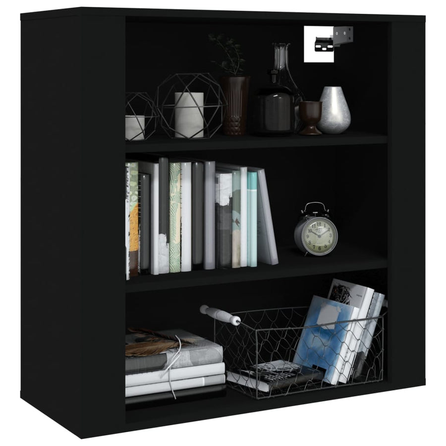 Wandkast 80X33X80 Cm Bewerkt Hout Zwart