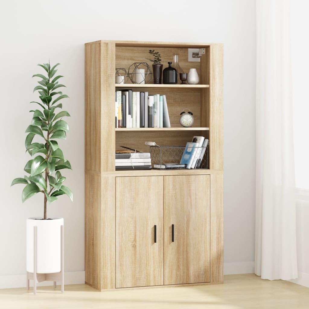 Wandkast 80X33X80 Cm Bewerkt Hout Sonoma Eikenkleurig 1