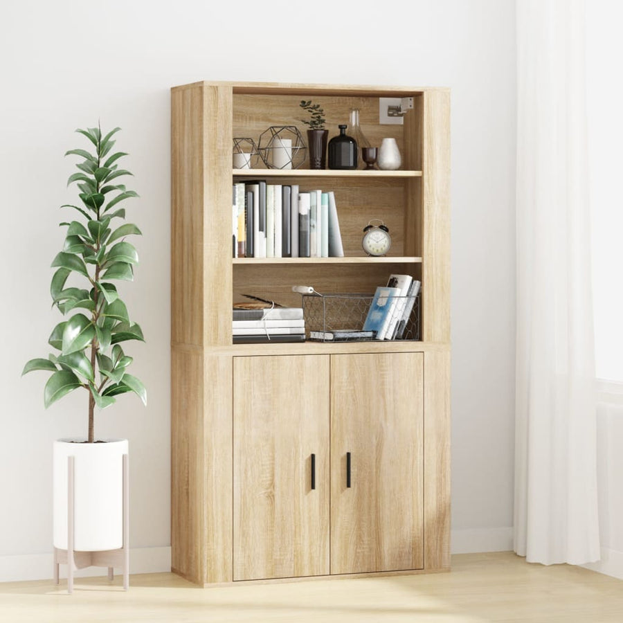 Wandkast 80X33X80 Cm Bewerkt Hout Sonoma Eikenkleurig 1