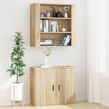 Wandkast 80X33X80 Cm Bewerkt Hout Sonoma Eikenkleurig 1