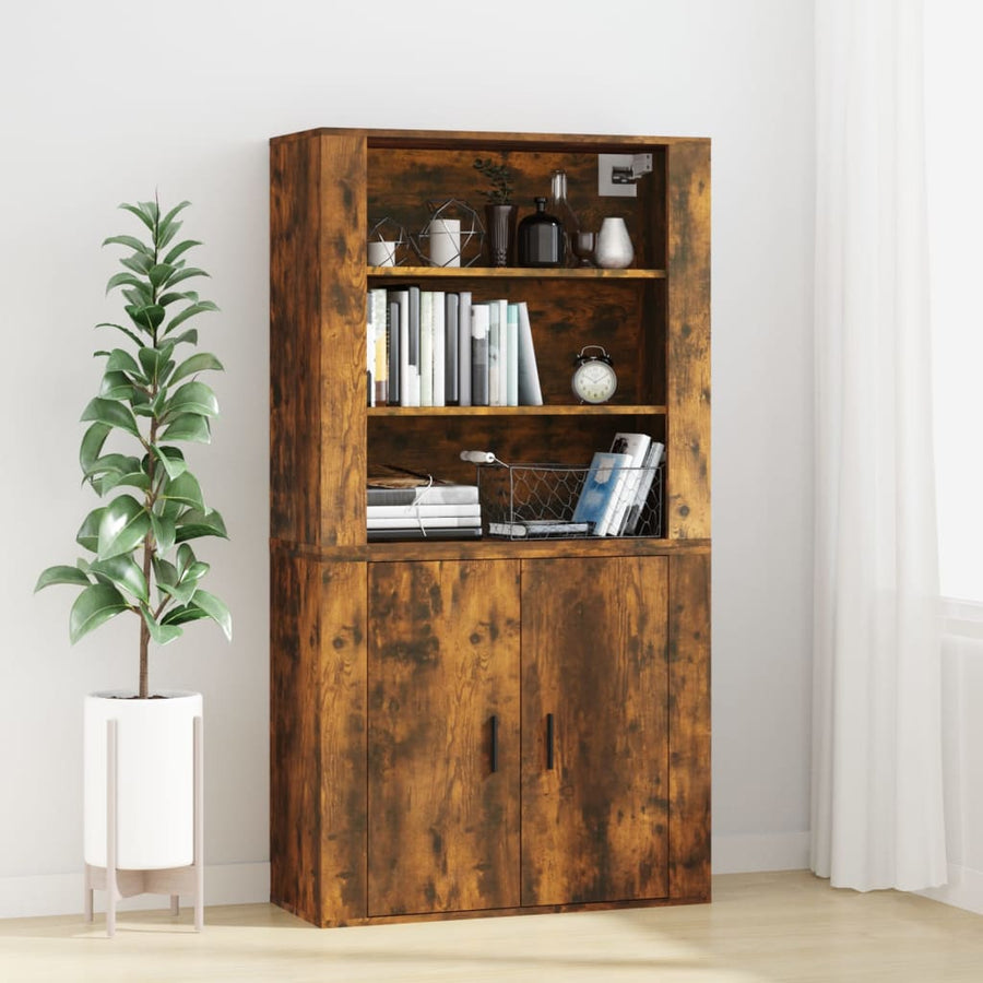 Wandkast 80X33X80 Cm Bewerkt Hout Gerookt Eikenkleurig