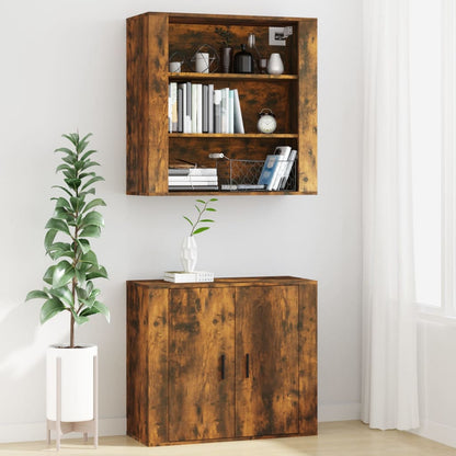 Wandkast 80X33X80 Cm Bewerkt Hout Gerookt Eikenkleurig