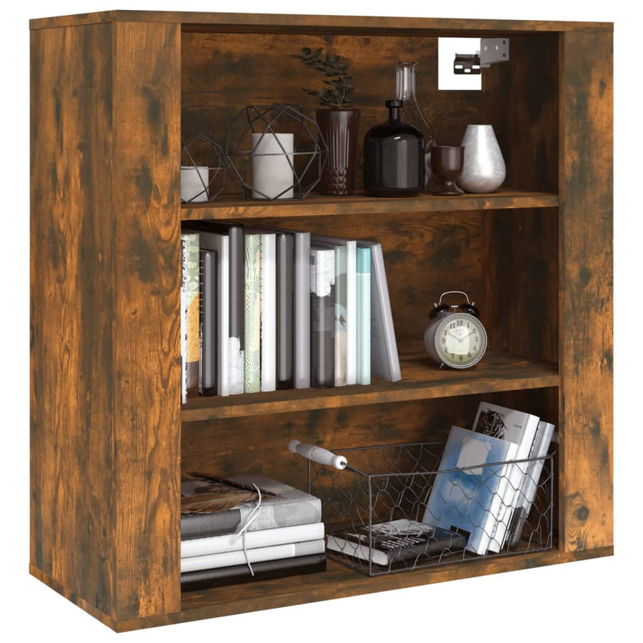 Wandkast 80X33X80 Cm Bewerkt Hout Gerookt Eikenkleurig