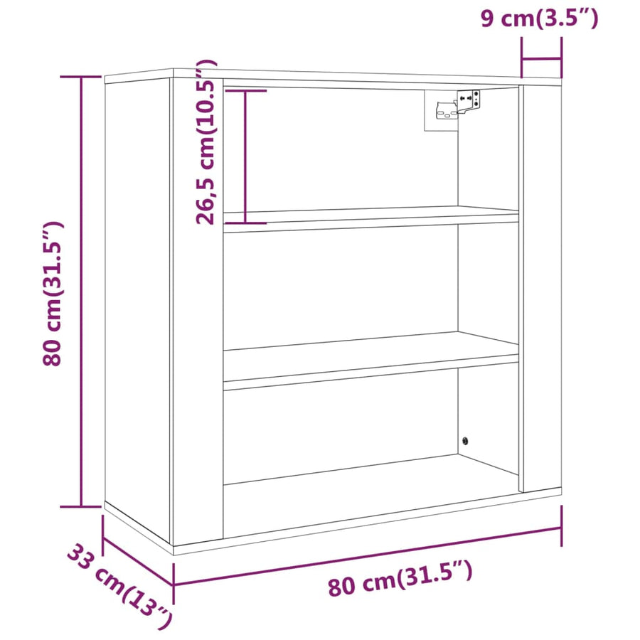 Wandkast 80X33X80 Cm Bewerkt Hout Gerookt Eikenkleurig