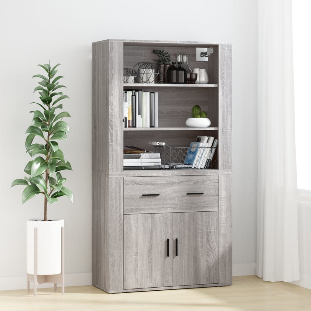 Wandkast 80X33X80 Cm Bewerkt Hout Grijs Sonoma Eikenkleurig