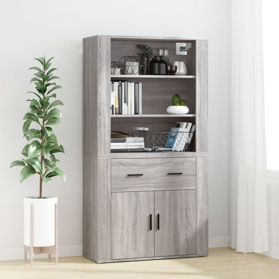 Wandkast 80X33X80 Cm Bewerkt Hout Grijs Sonoma Eikenkleurig