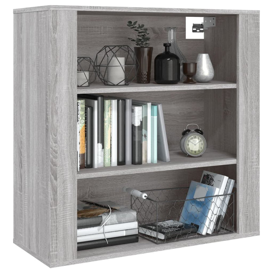 Wandkast 80X33X80 Cm Bewerkt Hout Grijs Sonoma Eikenkleurig