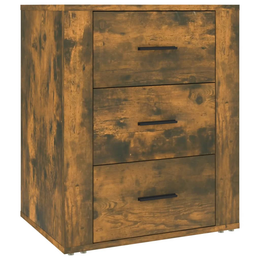 Nachtkastje 50X36X60 Cm Bewerkt Hout Gerookt Eikenkleurig