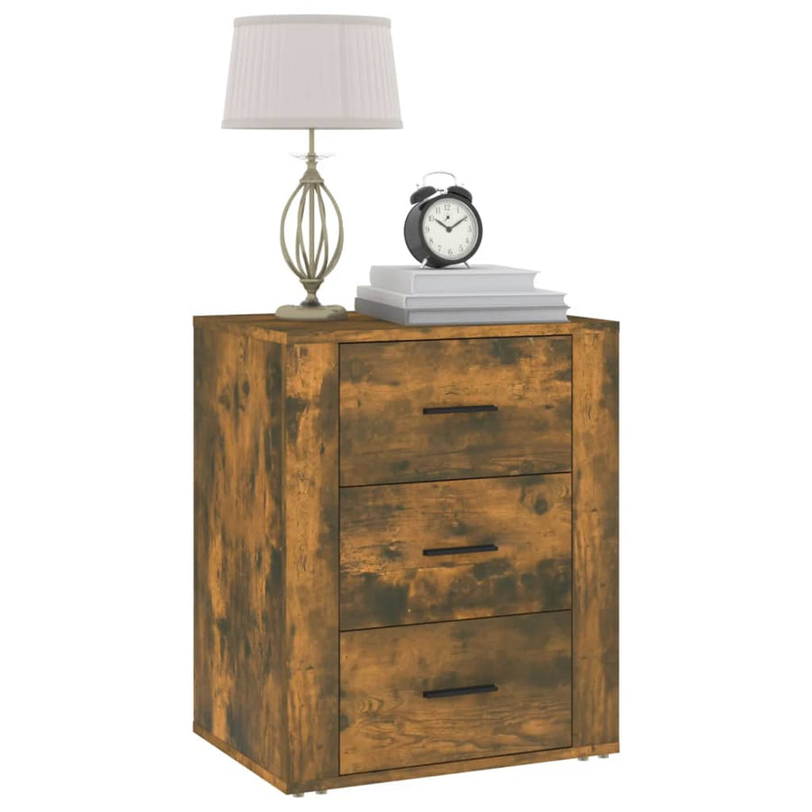 Nachtkastje 50X36X60 Cm Bewerkt Hout Gerookt Eikenkleurig