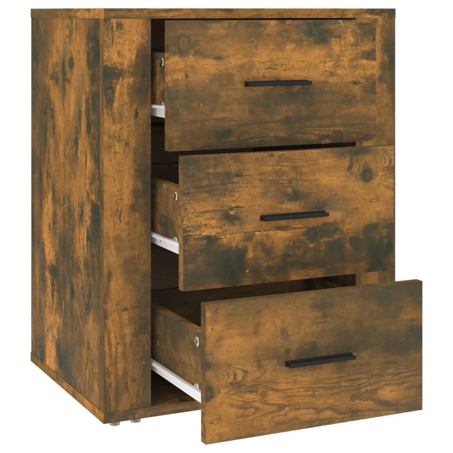 Nachtkastje 50X36X60 Cm Bewerkt Hout Gerookt Eikenkleurig