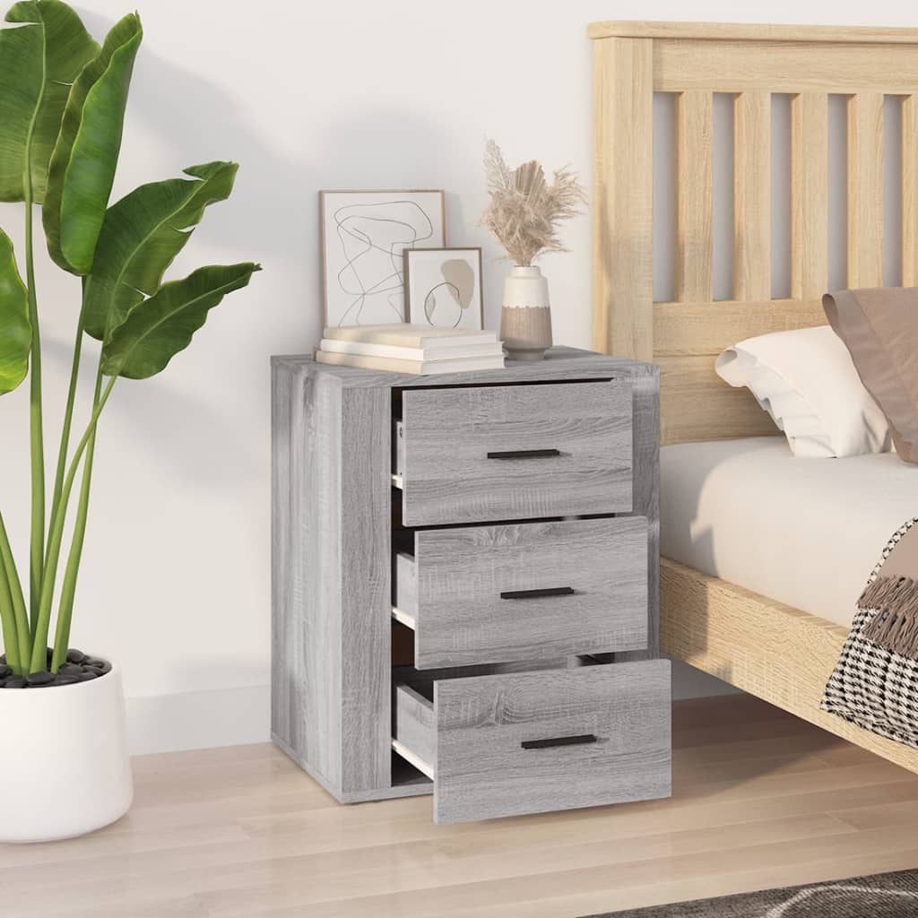 Nachtkastje 50X36X60 Cm Bewerkt Hout Eikenkleurig Grijs sonoma
