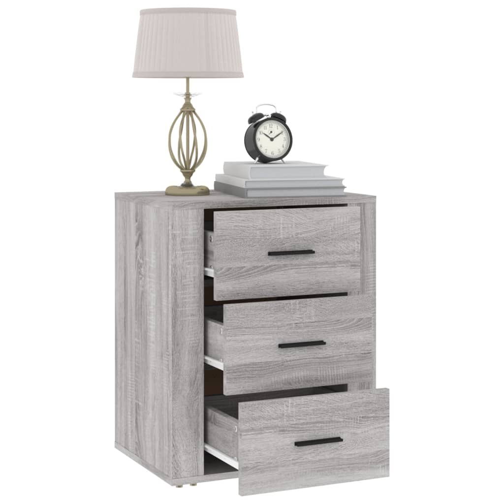 Nachtkastje 50X36X60 Cm Bewerkt Hout Eikenkleurig Grijs sonoma
