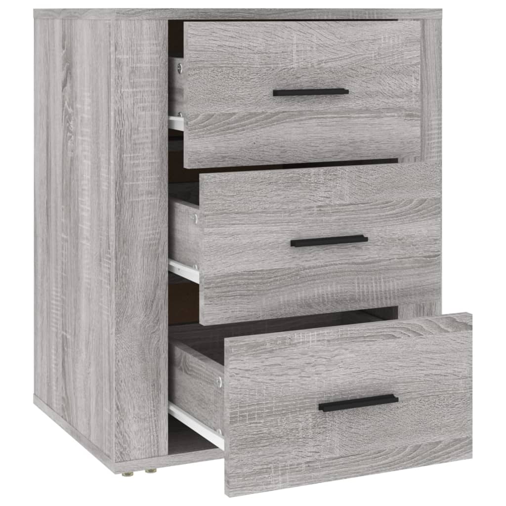 Nachtkastje 50X36X60 Cm Bewerkt Hout Eikenkleurig Grijs sonoma