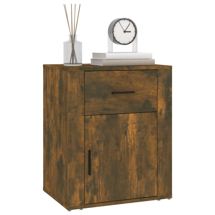 Nachtkastje 50X36X60 Cm Bewerkt Hout Gerookt Eikenkleurig