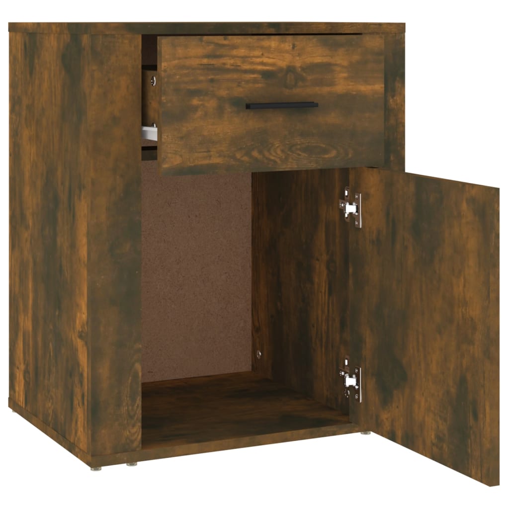 Nachtkastje 50X36X60 Cm Bewerkt Hout Gerookt Eikenkleurig