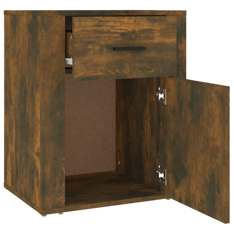 Nachtkastje 50X36X60 Cm Bewerkt Hout Gerookt Eikenkleurig