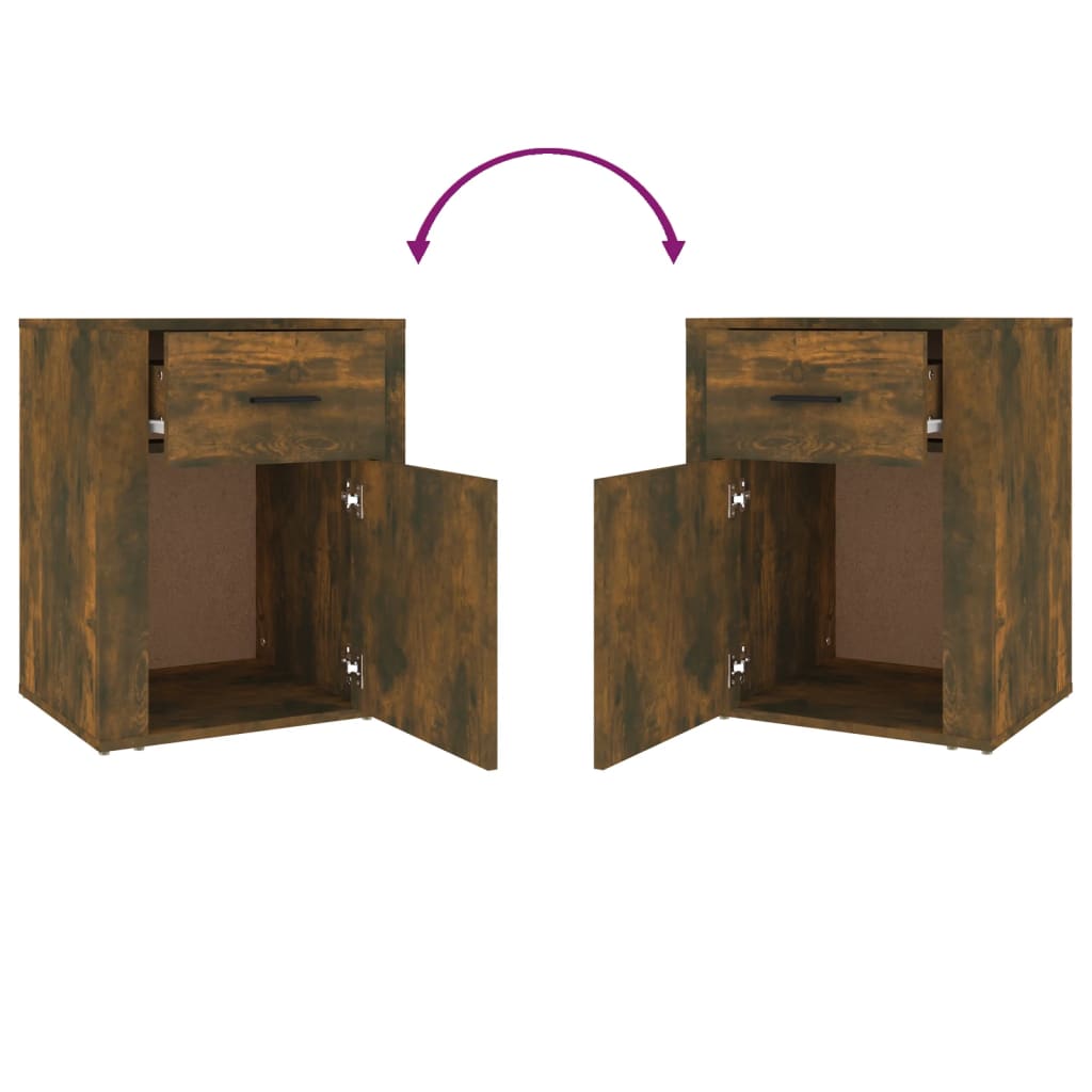 Nachtkastje 50X36X60 Cm Bewerkt Hout Gerookt Eikenkleurig