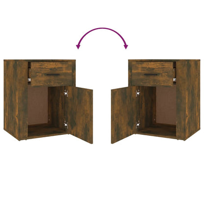 Nachtkastje 50X36X60 Cm Bewerkt Hout Gerookt Eikenkleurig