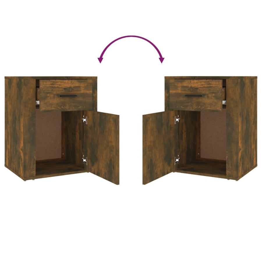 Nachtkastje 50X36X60 Cm Bewerkt Hout Gerookt Eikenkleurig